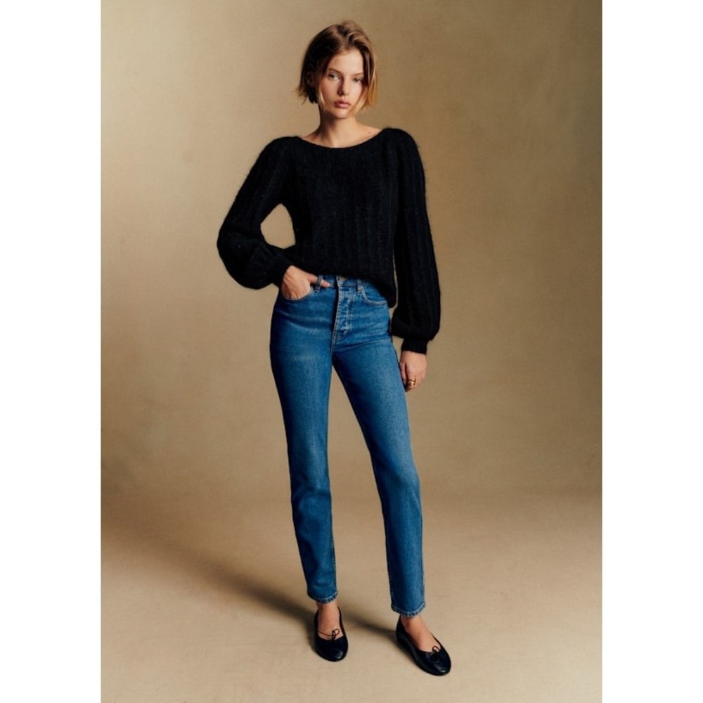 Sezane Brut Sexy Jeans Denim Blue High Rise Straight Leg‎ Organic Cotton Size 26